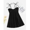 imageSOLY HUX Womens Tie Shoulder Cami Dress Spaghetti Strap Mini Summer DressesPlain Black