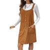 imageSOLY HUX Womens Corduroy Overall Dress Button Front Sleeveless Pinafore Short Dresses with PocketsPure Coffee Brown