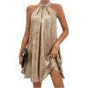 imageSOLY HUX Womens Halter Dress Sleeveless Tunic Flowy Short Summer DressesPure Gold