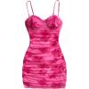 imageSOLY HUX Womens Summer Floral Corset Dress Spaghetti Strap Ruched Mesh Bodycon Vacation Mini DressesHot Pink