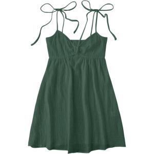 imageSOLY HUX Womens Tie Shoulder Cami Dress Spaghetti Strap Mini Summer DressesPlain Dark Green
