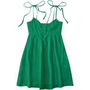 imageSOLY HUX Womens Tie Shoulder Cami Dress Spaghetti Strap Mini Summer DressesPlain Green