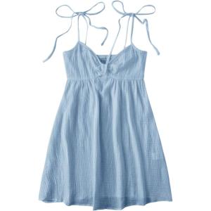 imageSOLY HUX Womens Tie Shoulder Cami Dress Spaghetti Strap Mini Summer DressesPlain Light Blue