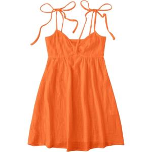 imageSOLY HUX Womens Tie Shoulder Cami Dress Spaghetti Strap Mini Summer DressesPlain Orange