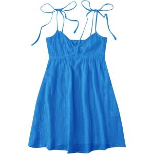 imageSOLY HUX Womens Tie Shoulder Cami Dress Spaghetti Strap Mini Summer DressesSolid Royal Blue