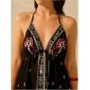 imageSOLY HUX Womens Boho Floral Print Maxi Dress Halter Backless Flowy Long Vacation Beach Summer DressesBlack Tribal