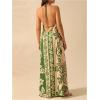 imageSOLY HUX Womens Boho Floral Print Maxi Dress Halter Backless Flowy Long Vacation Beach Summer DressesGreen Floral