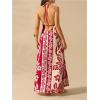 imageSOLY HUX Womens Boho Floral Print Maxi Dress Halter Backless Flowy Long Vacation Beach Summer DressesMulti Floral