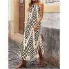 imageSOLY HUX Womens Boho Halter Neck Maxi Dress Sleeveless High Slit Backless Beach Vacation Flowy DressesApricot Chevron