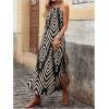 imageSOLY HUX Womens Boho Halter Neck Maxi Dress Sleeveless High Slit Backless Beach Vacation Flowy DressesBlack Chevron
