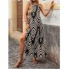 imageSOLY HUX Womens Boho Halter Neck Maxi Dress Sleeveless High Slit Backless Beach Vacation Flowy DressesBlack Chevron