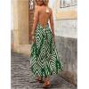 imageSOLY HUX Womens Boho Halter Neck Maxi Dress Sleeveless High Slit Backless Beach Vacation Flowy DressesGreen Chevron