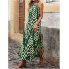 imageSOLY HUX Womens Boho Halter Neck Maxi Dress Sleeveless High Slit Backless Beach Vacation Flowy DressesGreen Chevron