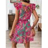 imageSOLY HUX Womens Boho Print Tie Back Mini Dress Ruffle Cap Sleeve Crew Neck Vacation DressesPink Paisley