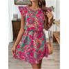 imageSOLY HUX Womens Boho Print Tie Back Mini Dress Ruffle Cap Sleeve Crew Neck Vacation DressesPink Paisley