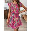 imageSOLY HUX Womens Boho Print Tie Back Mini Dress Ruffle Cap Sleeve Crew Neck Vacation DressesPink Paisley