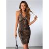 imageSOLY HUX Womens Cheetah Print Dress Y2k Sexy Leopard Halter V Neck Bodycon Mini Dress Party Club DressesBrown Leopard