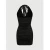 imageSOLY HUX Womens Cheetah Print Dress Y2k Sexy Leopard Halter V Neck Bodycon Mini Dress Party Club DressesPure Black