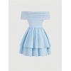imageSOLY HUX Womens Off The Shoulder Ruffle Cocktail Dress 2025 Summer Wrap Dress Wedding Guest Graduation Prom DressesLight Blue