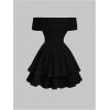 imageSOLY HUX Womens Off The Shoulder Ruffle Cocktail Dress 2025 Summer Wrap Dress Wedding Guest Graduation Prom DressesPlain Black