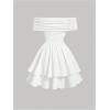 imageSOLY HUX Womens Off The Shoulder Ruffle Cocktail Dress 2025 Summer Wrap Dress Wedding Guest Graduation Prom DressesPlain White