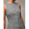 imageSOLY HUX Womens Plaid Button Down Dress Crew Neck Sleeveless Tie Back Work Office Mini DressesBlack Plaid
