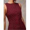 imageSOLY HUX Womens Plaid Button Down Dress Crew Neck Sleeveless Tie Back Work Office Mini DressesBurgundy Plaid