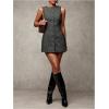 imageSOLY HUX Womens Plaid Button Down Dress Crew Neck Sleeveless Tie Back Work Office Mini DressesDark Grey Plaid