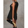 imageSOLY HUX Womens Plaid Button Down Dress Crew Neck Sleeveless Tie Back Work Office Mini DressesSolid Black