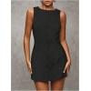 imageSOLY HUX Womens Plaid Button Down Dress Crew Neck Sleeveless Tie Back Work Office Mini DressesSolid Black