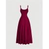imageSOLY HUX Womens Sleeveless Cami Dress Spaghetti Strap Ruched A Line Flared Elegant Long DressesPure Burgundy
