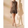 imageSOLY HUX Womens Sleeveless Ruched Layered Ruffle Hem Mini Dress Bodycon DressesBrown Leopard