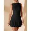 imageSOLY HUX Womens Sleeveless Ruched Layered Ruffle Hem Mini Dress Bodycon DressesPure Black