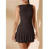 imageSOLY HUX Womens Sleeveless Ruched Layered Ruffle Hem Mini Dress Bodycon DressesPure Coffee Brown