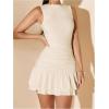 imageSOLY HUX Womens Sleeveless Ruched Layered Ruffle Hem Mini Dress Bodycon DressesSolid Apricot