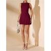 imageSOLY HUX Womens Sleeveless Ruched Layered Ruffle Hem Mini Dress Bodycon DressesSolid Burgundy