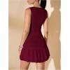 imageSOLY HUX Womens Sleeveless Ruched Layered Ruffle Hem Mini Dress Bodycon DressesSolid Burgundy