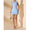 imageSOLY HUX Womens Sleeveless Ruched Layered Ruffle Hem Mini Dress Bodycon DressesSolid Light Blue