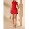 imageSOLY HUX Womens Sleeveless Ruched Layered Ruffle Hem Mini Dress Bodycon DressesSolid Red