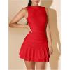 imageSOLY HUX Womens Sleeveless Ruched Layered Ruffle Hem Mini Dress Bodycon DressesSolid Red