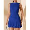 imageSOLY HUX Womens Sleeveless Ruched Layered Ruffle Hem Mini Dress Bodycon DressesSolid Royal Blue
