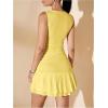 imageSOLY HUX Womens Sleeveless Ruched Layered Ruffle Hem Mini Dress Bodycon DressesSolid Yellow