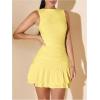 imageSOLY HUX Womens Sleeveless Ruched Layered Ruffle Hem Mini Dress Bodycon DressesSolid Yellow