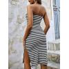 imageSOLY HUX Womens Strapless Tube Dresses Casual Summer Sun Dress Split Thigh Bodycon Midi DressesBlack White