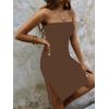 imageSOLY HUX Womens Strapless Tube Dresses Casual Summer Sun Dress Split Thigh Bodycon Midi DressesCoffee Brown