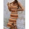 imageSOLY HUX Womens Strapless Tube Dresses Casual Summer Sun Dress Split Thigh Bodycon Midi DressesOrange Geo