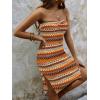 imageSOLY HUX Womens Strapless Tube Dresses Casual Summer Sun Dress Split Thigh Bodycon Midi DressesOrange Geo