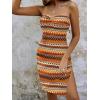 imageSOLY HUX Womens Strapless Tube Dresses Casual Summer Sun Dress Split Thigh Bodycon Midi DressesOrange Geo