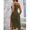 imageSOLY HUX Womens Strapless Tube Dresses Casual Summer Sun Dress Split Thigh Bodycon Midi DressesPure Army Green