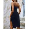 imageSOLY HUX Womens Strapless Tube Dresses Casual Summer Sun Dress Split Thigh Bodycon Midi DressesPure Navy Blue
